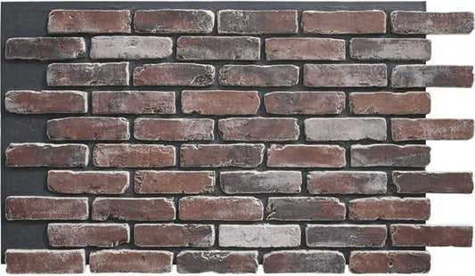 EverStone Aged Brick Faux Brick Panel, 46 7/8"W x 27"H x 1 1/4"D, Moon Rock by EkenaMillwork