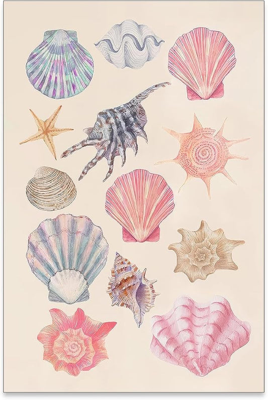 Pink Shell Posters Funky Coastal Cowgirl Wall Art Vintage Beach House by Unknown