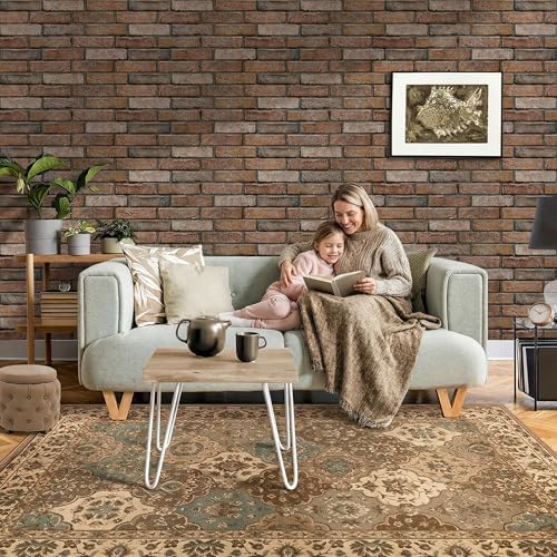 COMSTICKC 3D Brown Faux Brick Wall Panel Peel and Stick Wall Covering - Image 6