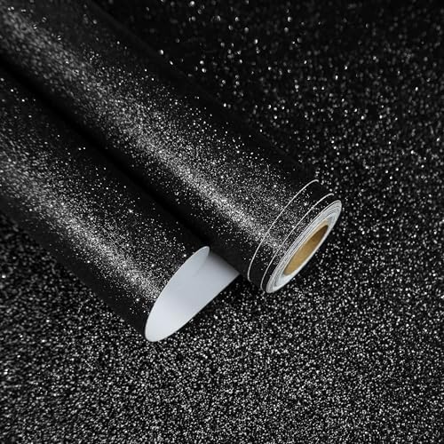 Sparkle Black Glitter Wallpaper Adhesive Glitter Contact Paper Peel and Stick by EaseStick