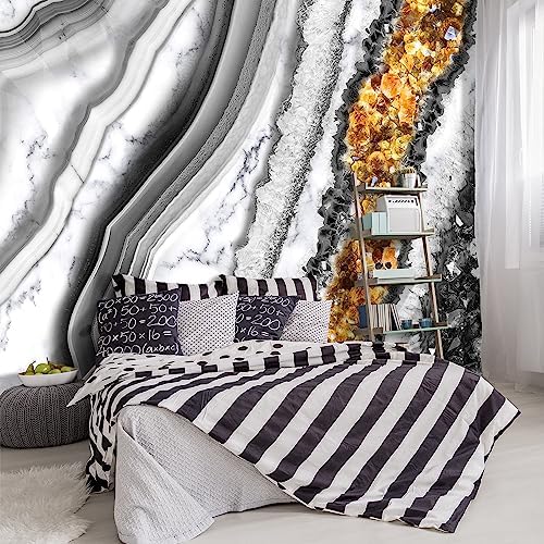-Black and Gold Marbled Fabric Wallpaper Living Room Abstract Art Bedroom by YIHWM-PurchaseNow