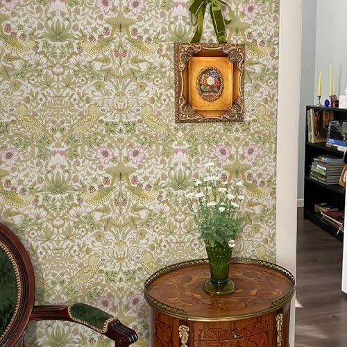 White Floral Peel and Stick Wallpaper William Morris Style Vintage - Image 2