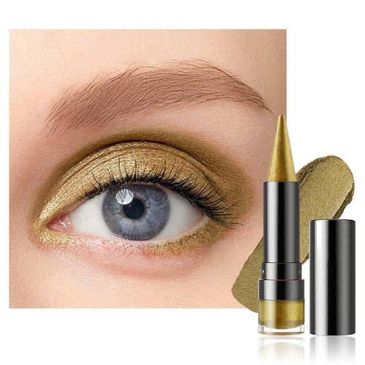 BINGBRUSH Glitter Eyeshadow Stick & Eyeliner Pencil, 4-in-1 Metallic Shimmer Cream Eyeshadow, Long-Lasting Waterproof Eye Brightener, Highly Pigmented Eye Makeup(#06-Gold Rush)