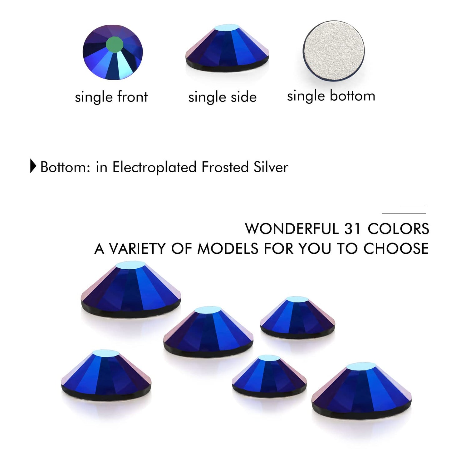 1440Pcs Jet Ab Crystal Rhinestones,Glass Flatback Rhinestones Gemstones for Nail Face Makeup Art Crafts Clothes Decoration -(SS20,4.8mm,Jet Ab)