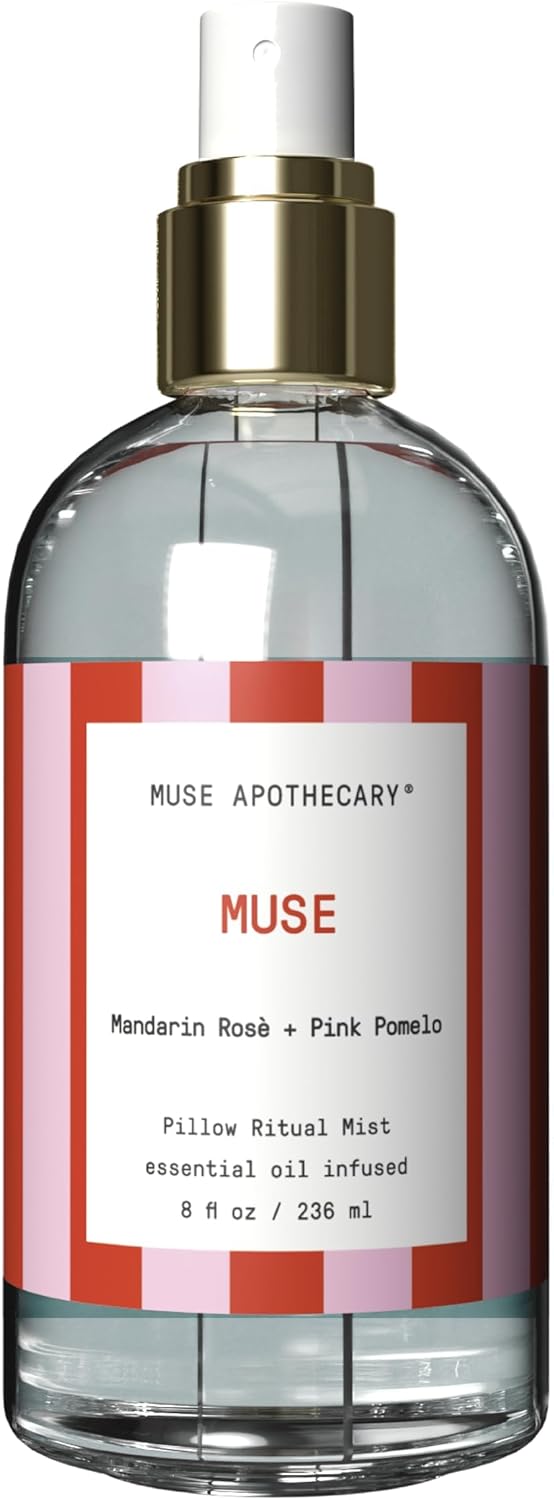Muse Apothecary Pillow Ritual - Aromatic, Calming and Relaxing Pillow Mist, Linen and Fabric Spray, Infused with Natural Essential Oils - Great Valentine's Day Gift - 8 oz, Mandarin Rosè + Pink Pomelo