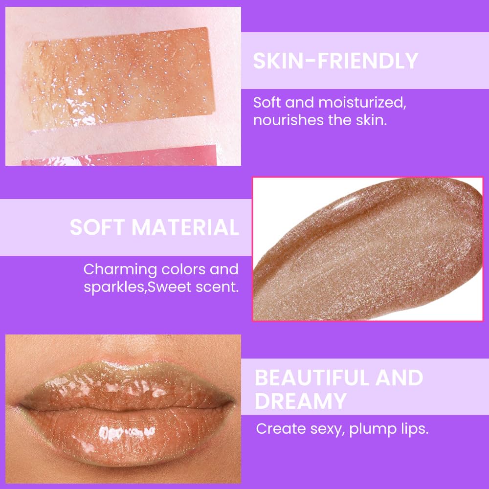 Glitter Liquid Lip Gloss,Bronze Shimmer Lipstick, Waterproof Shimmer Lip Stain Lip Glaze, High Shine Long Lasting Shiny Lip Color Makeup 14#