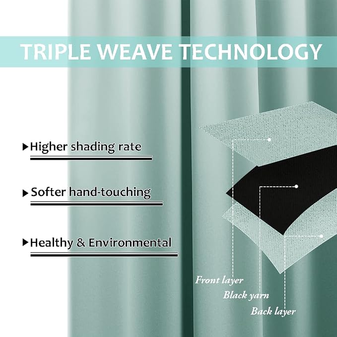 NICETOWN 100% Blackout Curtains 54 inches Long, Double-Deck Completely Blackout - Image 6