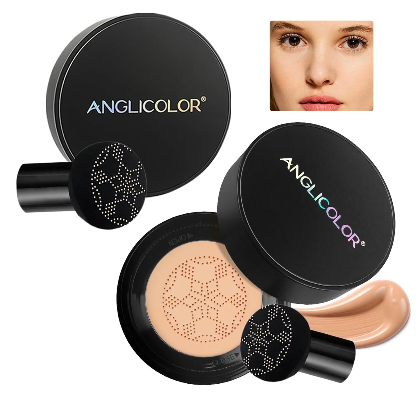 Mushroom Head Air Cushion CC Cream Strong Concealer 2PC,Face Makeup Cushion Foundation Long Lasting,Moisturizing BB Cream Makeup Base Primer Even Skin Tone for All Skin Types (2PC 03, 200g)