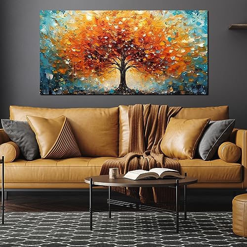 Zoyotago Large Canvas Wall Art Orange Yellow Tree Picture Modern Canvas Prints - Image 5