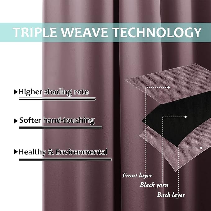 NICETOWN Bedroom Full Blackout Room Warming Curtain Panels, Super Thick - Image 6