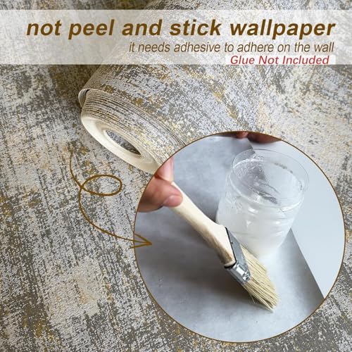 Traditional Wallpaper 17.3"x236" Textured Distressed Metallic Wallpaper - Image 2