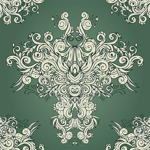 FunStick Damask Wallpaper Peel and Stick Vintage Green Victorian Wallpaper by FunStick