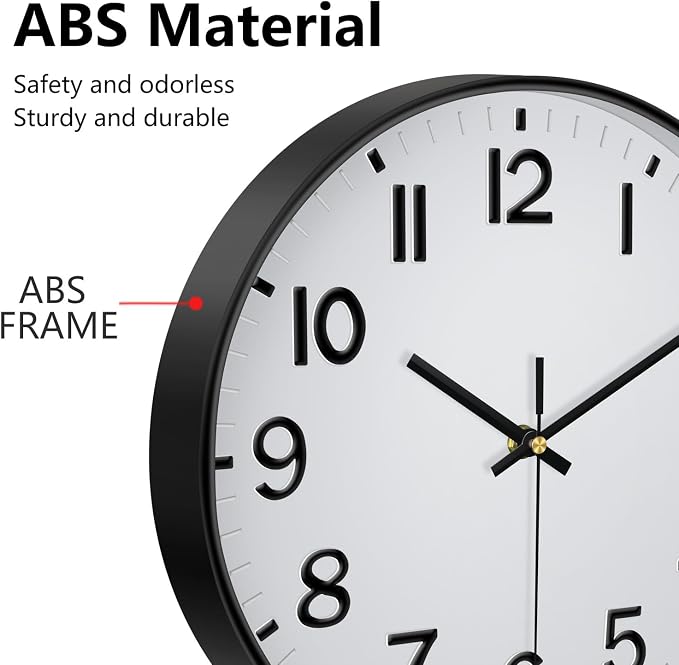 Wall Clocks Battery Operated, 12 Inch Non Ticking Digital Wall Clock, Silent - Image 5