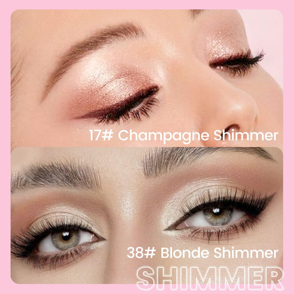 evpct 2Pcs Cream Eye Shadow Brightener Sticks Set for Eyes Waterproof, Champagne & Blonde Shimmer Cream Eyeshadow Applicator Stick Long Lasting Pigmented Eye Makeup sombras en crema para ojos 17+38