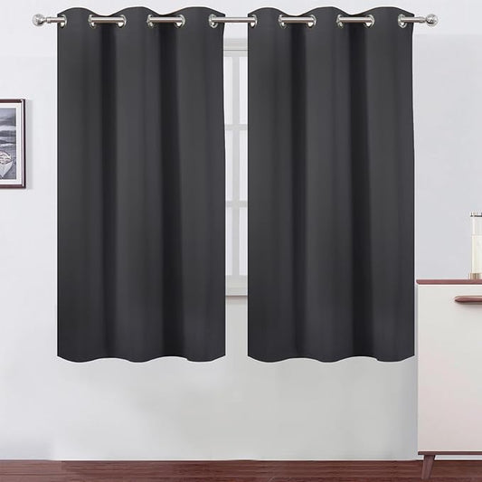 LEMOMO Blackout Curtains 42 x 63 inch/Dark Grey Curtains Set of 2 by Lemomo