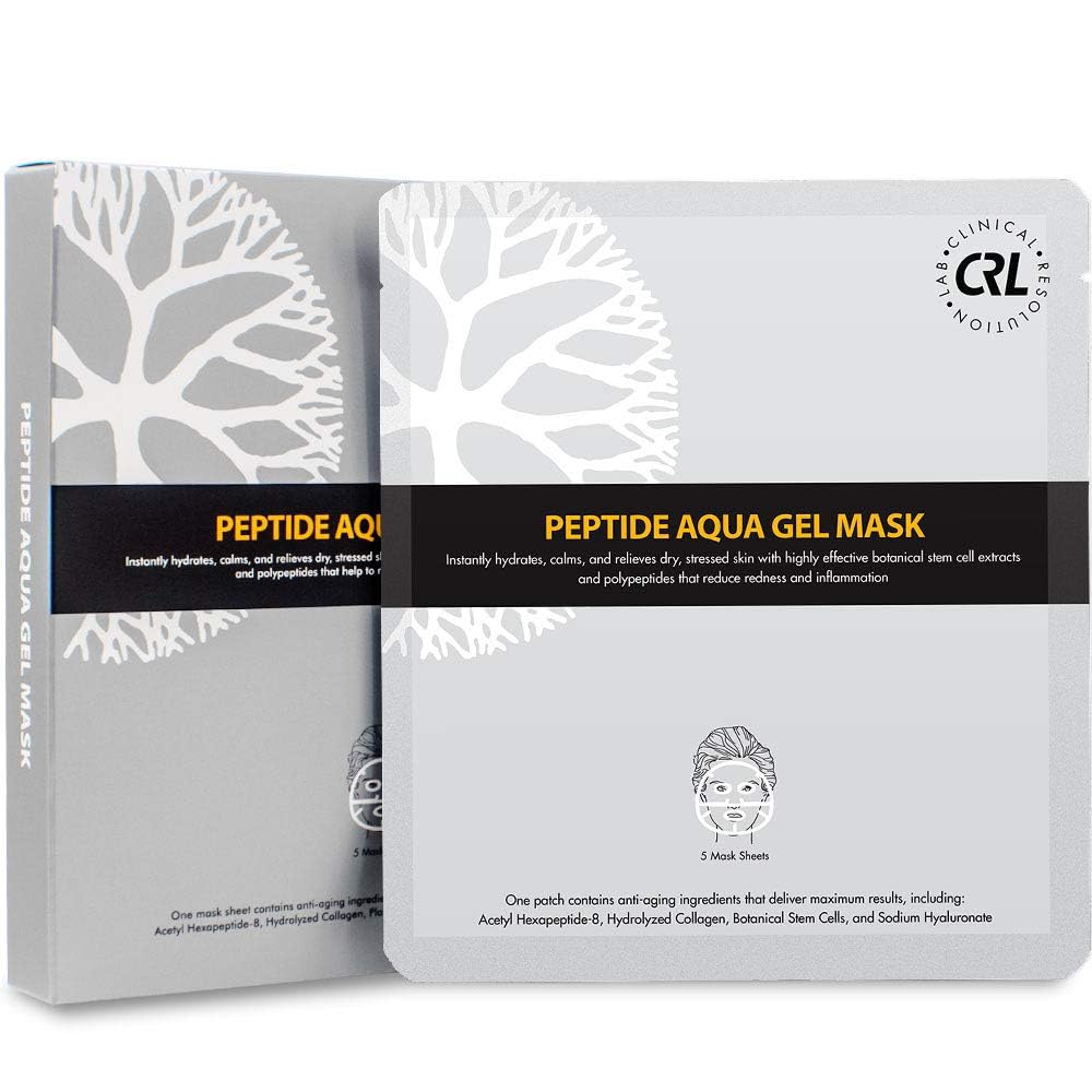 Clinical Resolution CRL Peptide Aqua Gel Mask 5 Pack, Instant Hydration, Soothing, Cooling, Healing, Post-Treatment, Post Microneedling, Reduce Redness and Stinging Feeling