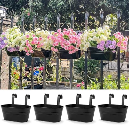 Hanging Planters, 10.6" Metal Railing Planters - Image 6