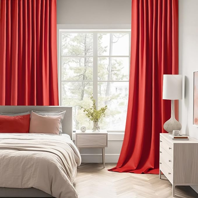MIULEE Christmas Red Back Tab Blackout Curtains 108 Inch Long 2 Panels Set - Image 2