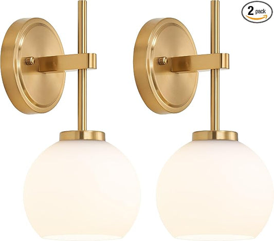 Gold Battery Operated Wall Sconce Set of 2, Wireless Rechargeable Sconces Wall by SANTOSTOCK