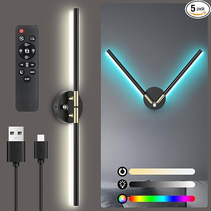 Wall Sconces with 360°DIY Independently Rotatable Lamp, 10000mAh Rechargeable by NoeiiT
