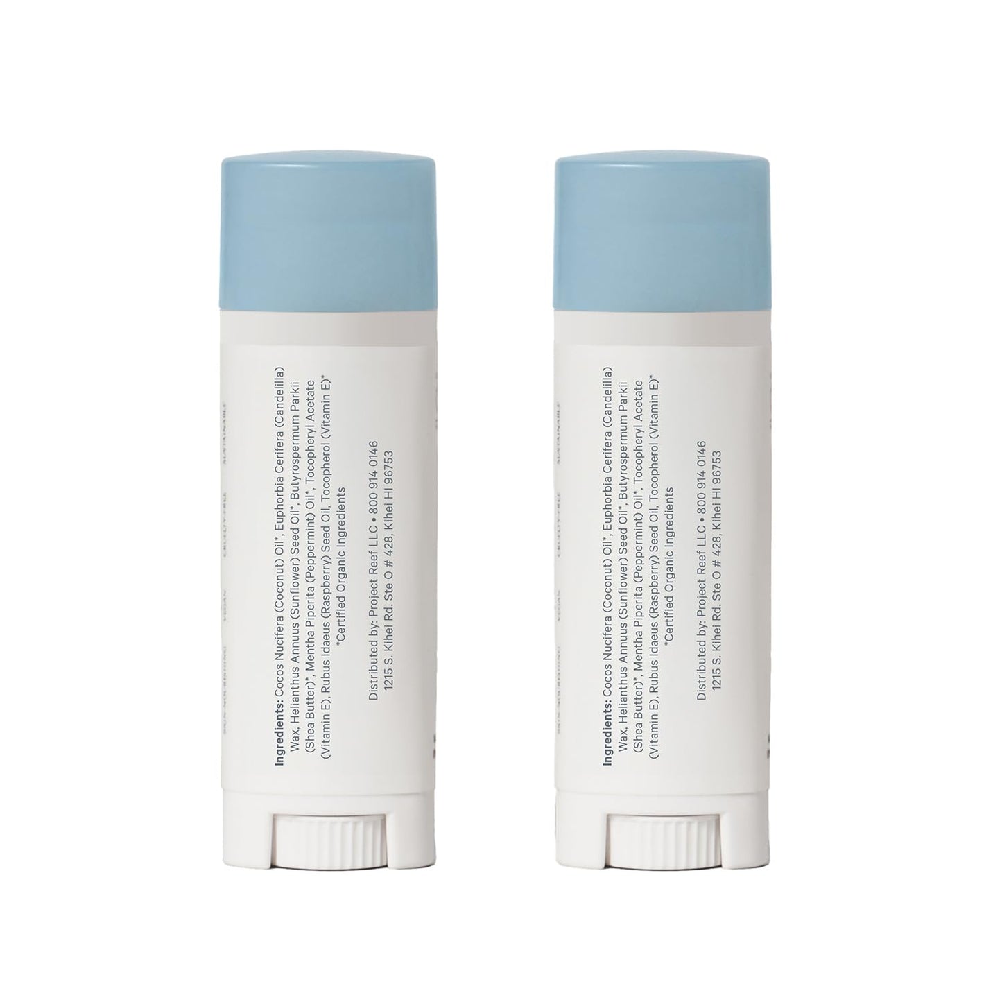 Cooling Lip Balm w/Organic Peppermint, Shea Butter, Vitamin E, Hydrating Chapstick, Soothe Dry Sunburnt Lips, After Sun Care, 2 Pack