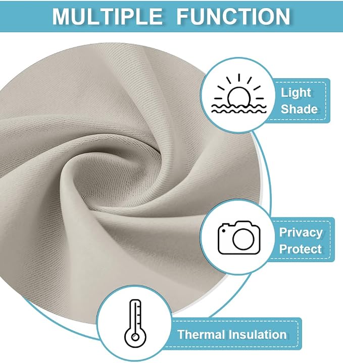 RYB HOME Blackout Curtains Soundproof Energy Saving Insulating Privacy Room - Image 7