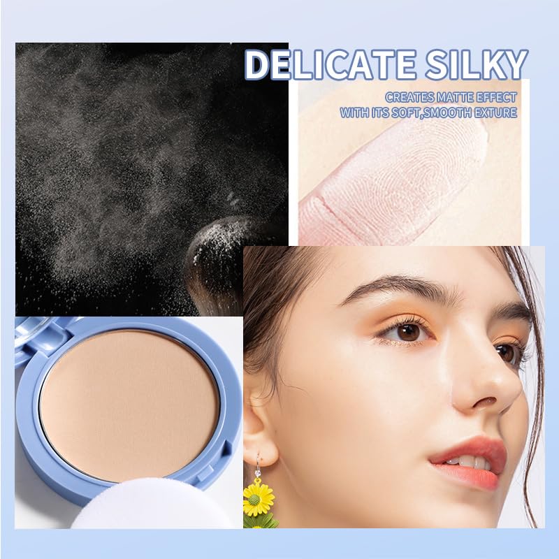 Oil Control Face Pressed Powder, Matte and Smooth Translucent Powder Setting Powder Makeup, Waterproof Long Lasting Finishing Face Powder, Cruelty-free, 0.35Oz (02 Natural)