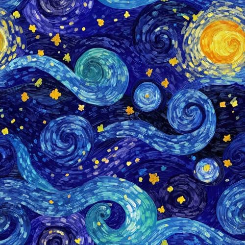 Abstract Galaxy Peel and Stick Wallpaper, Van Gogh Starry Night Wallpaper by Unknown