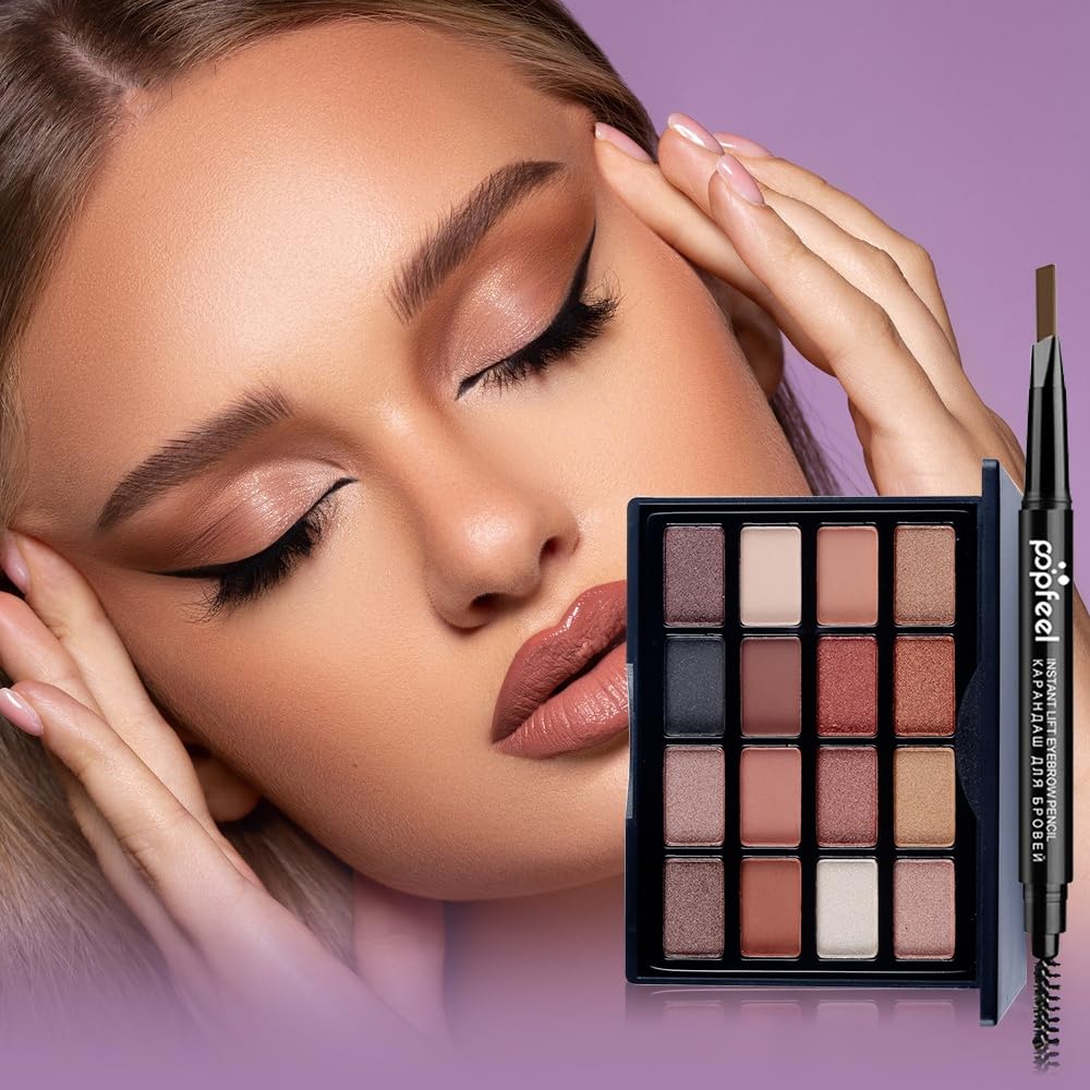 All in One Eyeshadow Palette Makeup Set, Makeup Kit with Earth Tone Eyeshadow Palette, Mascara, Concealer Palette, Lip Gloss,Travel Makeup Bundle Holiday Surprising Makeup Box for Women Girl