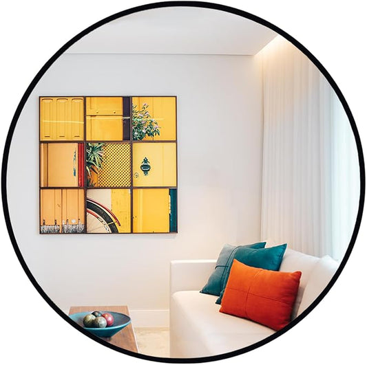 Oruii Round Mirror 28 inch, Large Black Circle Mirror Metal Frame, Large Black by OruiiMirror