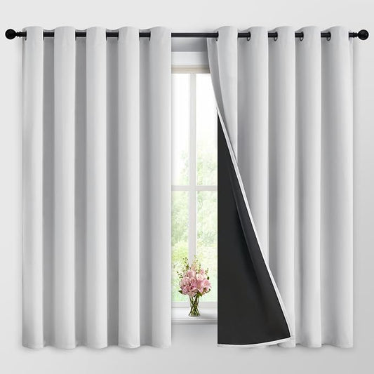 Yakamok 100% Blackout Curtains 63 Inches Long, 2 Thick Layers Heat and Full by Yakamok