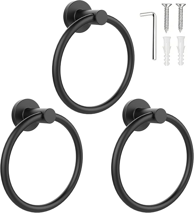 SetSail Towel Holder for Bathroom Wall Matte Black Towel Ring Stainless Steel by SetSail