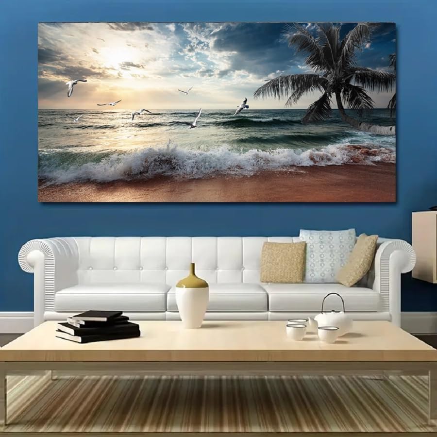 Yxbhhym Beach Wall Art Picture for Living Room Ocean Sunset Canvas Wall Decor - Image 2