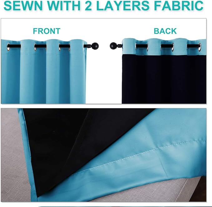 NICETOWN Teal Blue Full Shade Curtain Panels, Teal Blue, Pair of Thermal - Image 5