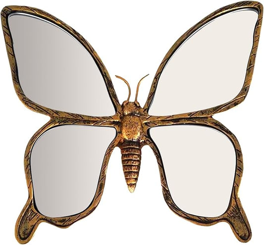 Dragonfly Wall Mirror Decor, Butterfly Art Wall Mirrors, Retro Gold Resin by Unknown