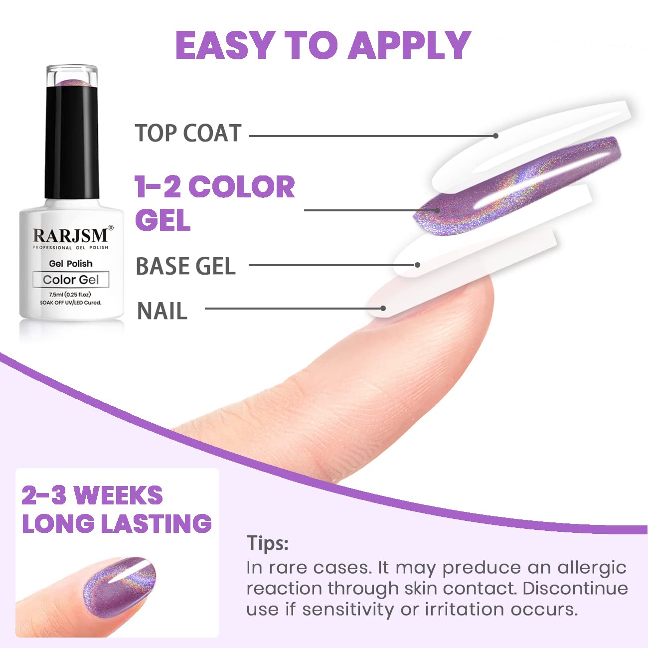 RARJSM Cat Eye Gel Nail Polish, Galaxy Chameleon Magnetic Gel Violet Purple Holographic Glitter Gelpolish Soak Off UV LED DIY Manicure Art for Salon Designs and Home DIY 7.5ML/0.26fl oz