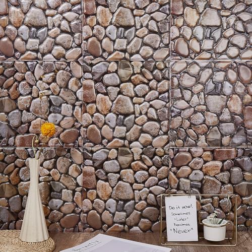 CRASPIRE 10Pcs 3D Faux Stone Peel and Stick Wall Burly Wood Tile Panels - Image 3