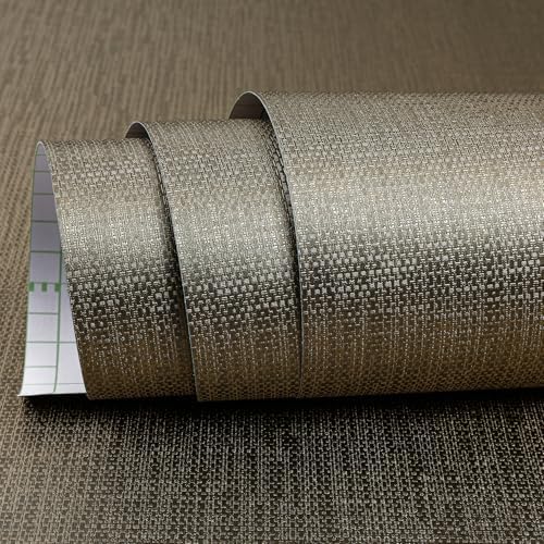 Brown Grasscloth Peel and Stick Wallpaper Linen Textured Wallpaper Gold by HelloWall