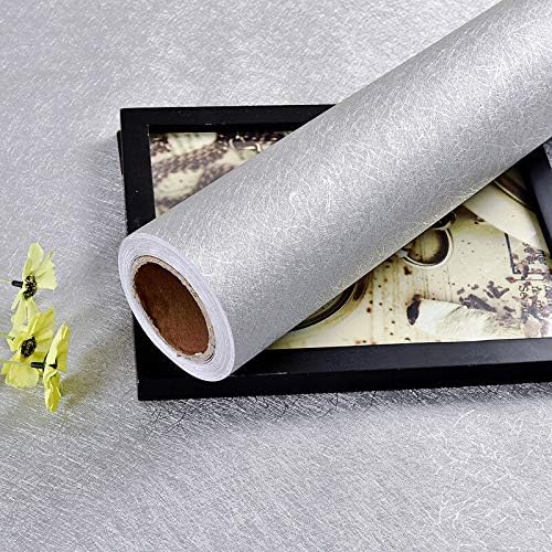 MelunMer Grey Silk Wallpaper Peel and Stick Removable Textured 15.7"x118" by MelunMer