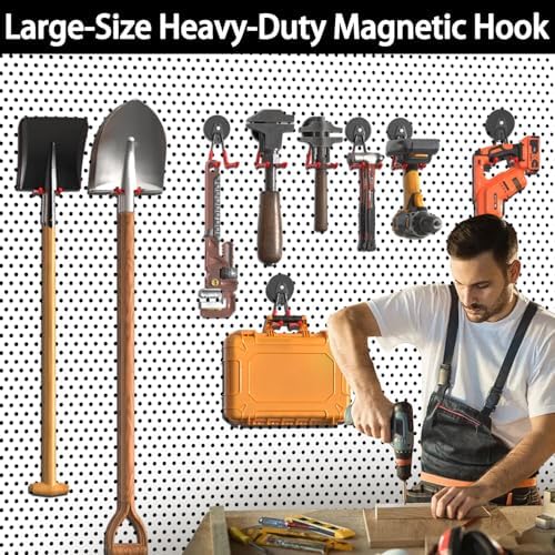 3-H Heavy Duty Magnetic Hooks, Large Magnet Hooks 3.5 inch Base, 2 Pack Red - Image 3