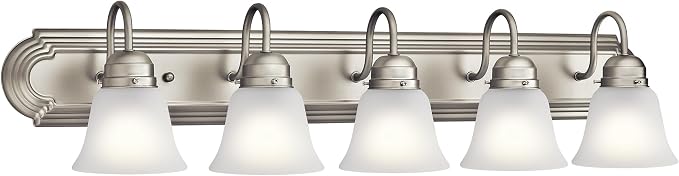 Kichler 36" 5-Light Vanity Bath Light in Brushed Nickel, Modern Bathroom Light by Kichler