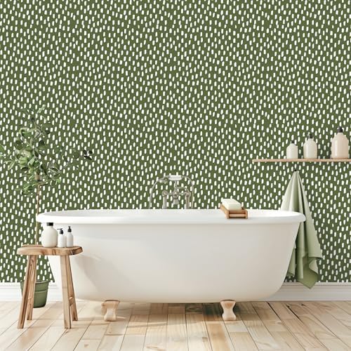 HAOKHOME Sage Green Peel and Stick Wallpaper Geometric Dots 17.3in x 32.8ft - Image 3