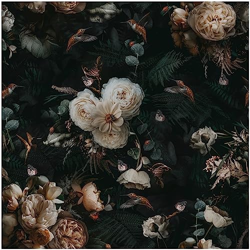 Floralplus Peel and Stick Wallpaper Removable Dark Floral Wallpaper by Floralplus