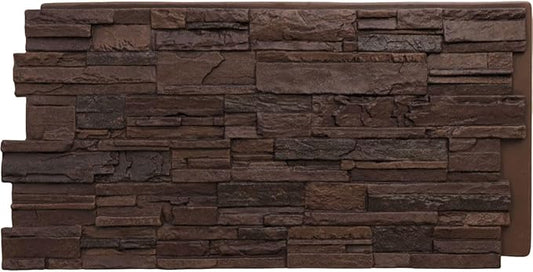 EverStone Cascade Faux Stone Panel, 48 5/8"W x 24 3/4"H x 1 1/4"D, Deep Creek by EkenaMillwork