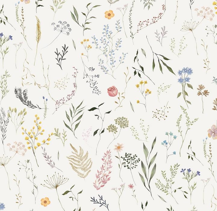 Dimoon 118"x16.1" Floral Peel and Stick Wallpaper Beige Contact Paper Thicken by DIYYOURMOON