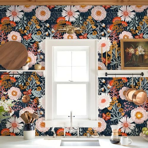 Dimoon Boho Wallpaper Peel and Stick Wallpaper Floral Retro Contact Paper - Image 2
