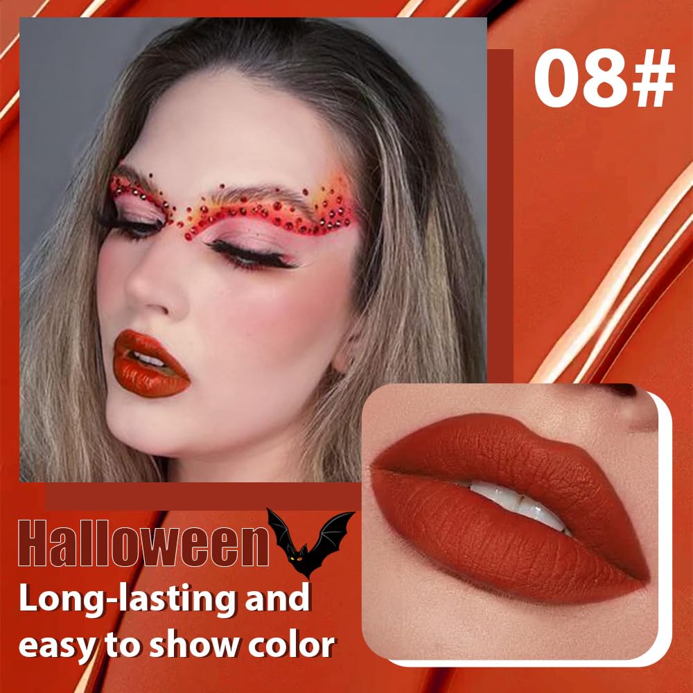 Red Matte Lipstick for Women,Liquid Lipstick,Long Lasting Waterproof Lightweight Comfortable Non-Drying Bold Dark Lip Gloss for Gothic Stage Makeup,Cruelty Free