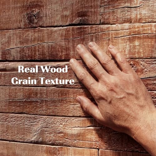 HOMCOM 8-Pack 3D Faux Wood Wall Panels Lightweight 4' x 2' Brown Wood Grain - Image 3