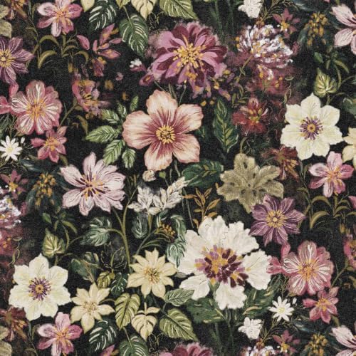 Vintage Peel and Stick Wallpaper Floral Contact Paper Subtle Shimmer Black by DIYYOURMOON