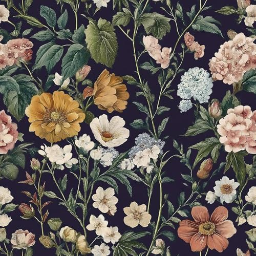Livebor Floral Peel and Stick Wallpaper Floral Contact Paper 16.9"x196.8" by LiveborDirectWallpaper